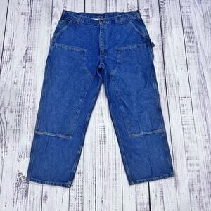 Carhartt Double Knee Jeans 42x30 Loose Fit Workwear Rugged Utility Denim